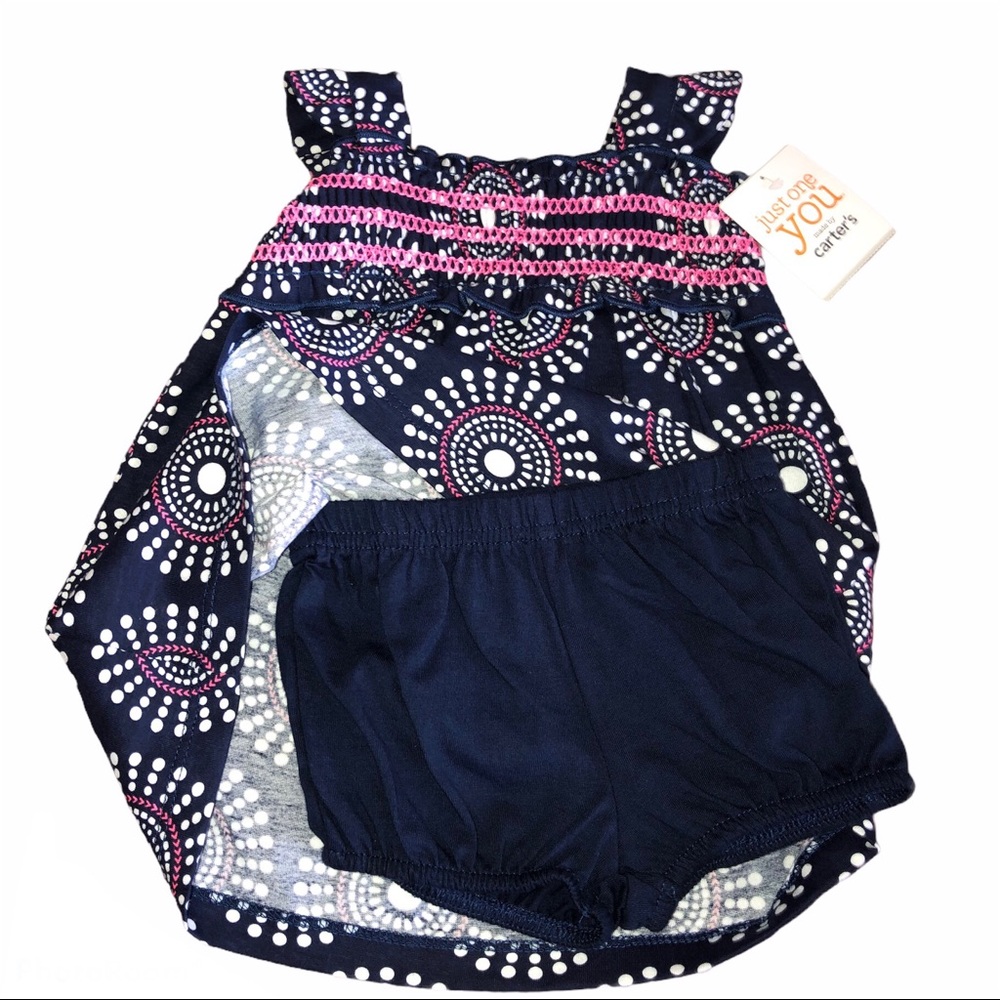 Carter’s Baby Girl 3 M Navy Dress Smock Top - Picture 3 of 4